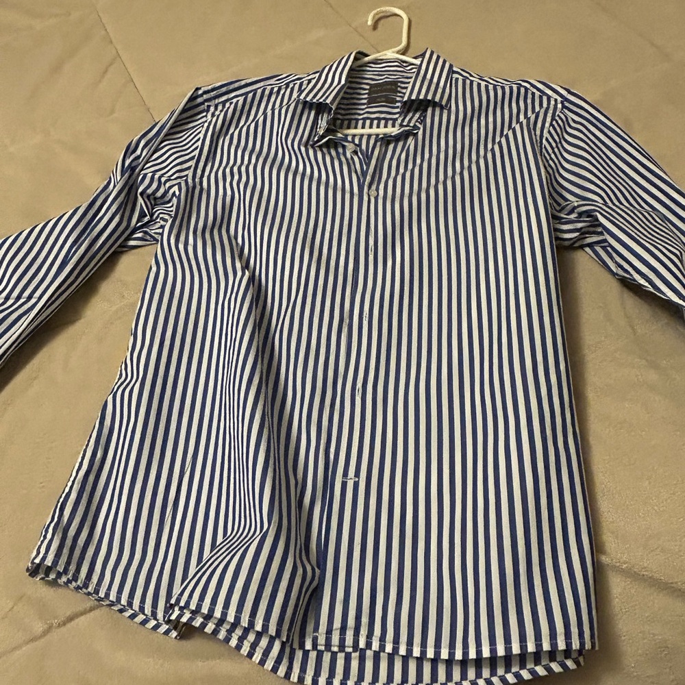 Classic Navy Striped Men's Shirt - Picture 6 of 9